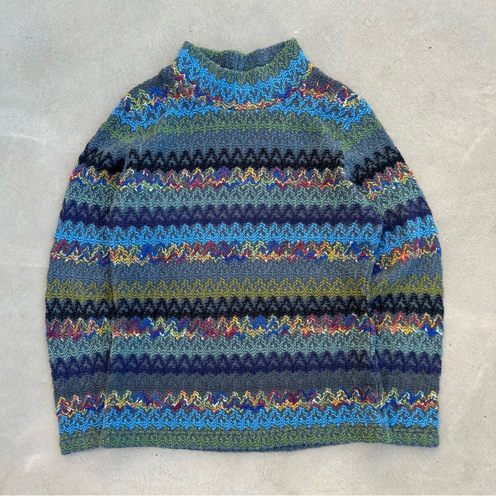 Loustic Vintage Multicolor Zigzag Knitted Pattern Womens Sweater Size M